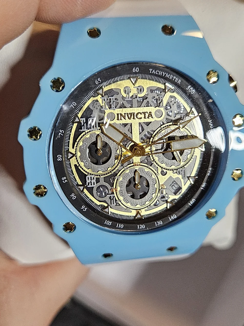 Invicta Racing Vaulthan Blue and Gold Chronograph Watch New In Box With Tags